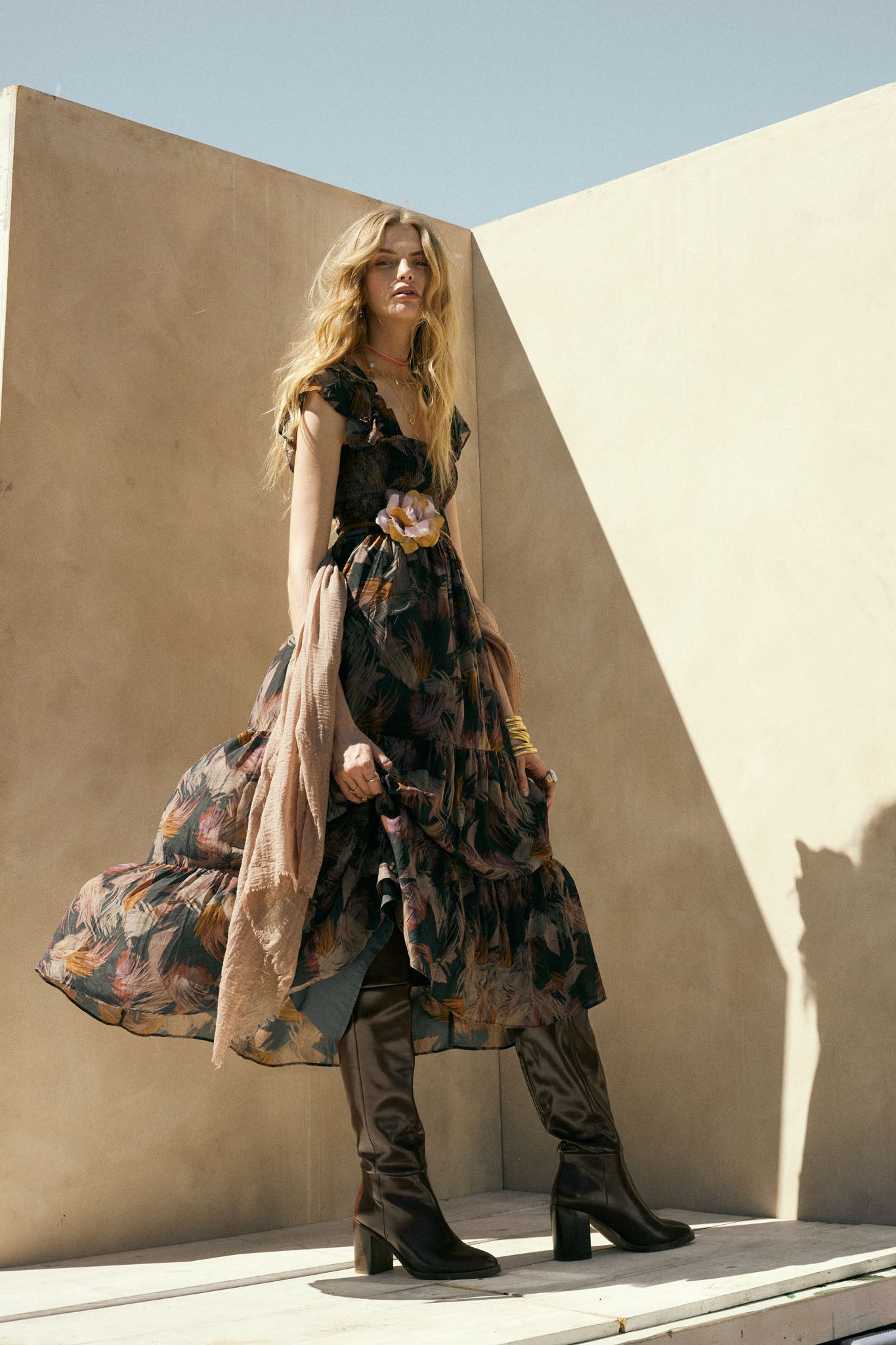 Imagine That Abstract-Print Tiered Midi Dress