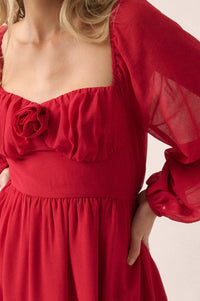Isn't It Romantic Chiffon Rose-Bodice Mini Dress - ShopPromesa