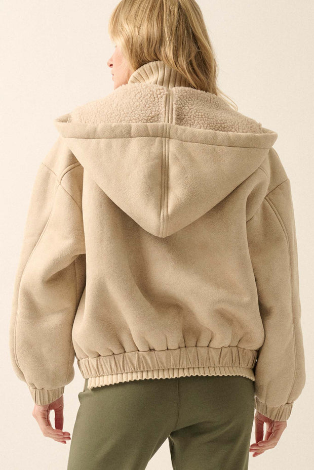 Stone Cold Vegan Suede Sherpa-Lined Hooded Jacket