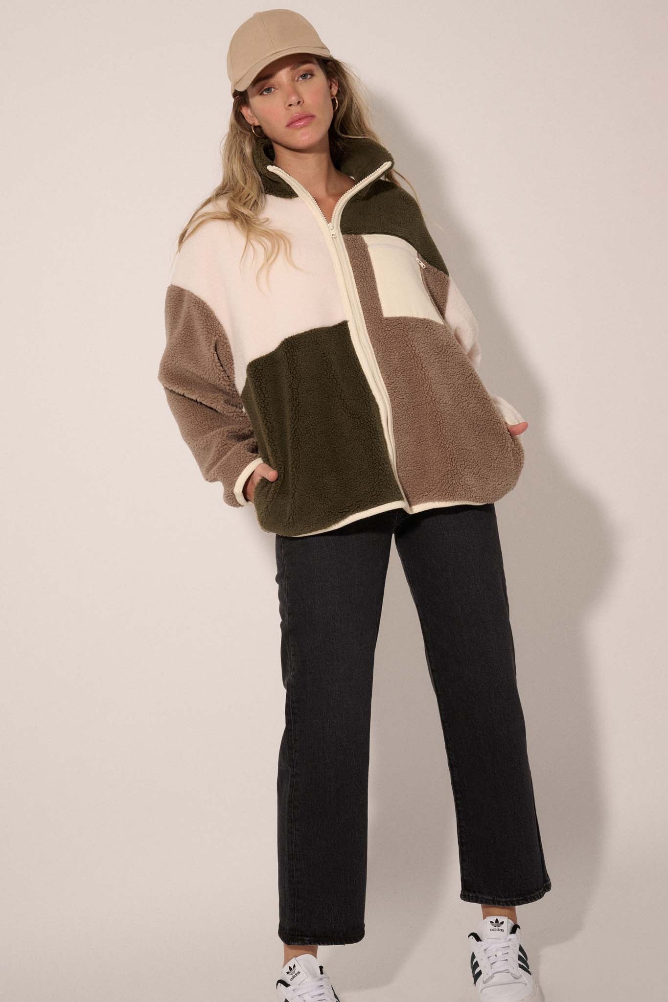 Fuzzy Logic Colorblock Sherpa Fleece Jacket - ShopPromesa