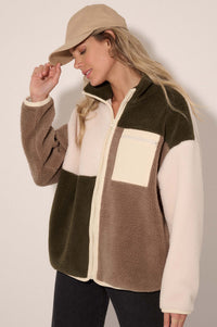 Fuzzy Logic Colorblock Sherpa Fleece Jacket - ShopPromesa