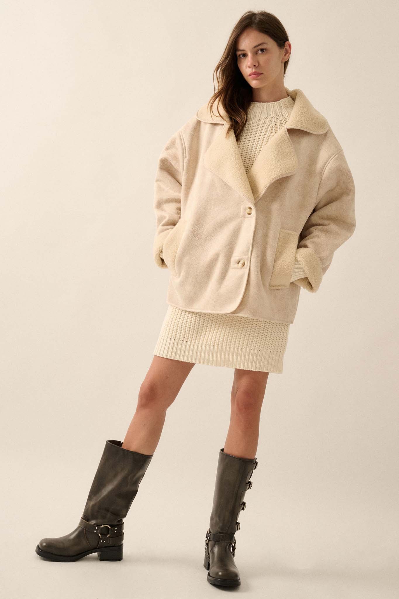 Weather the Storm Faux Shearling Peacoat - ShopPromesa