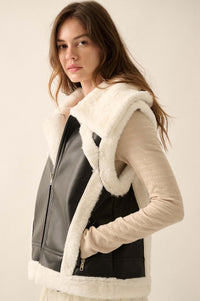 Ride the Wind Vegan Leather Faux Fur-Trimmed Vest - ShopPromesa