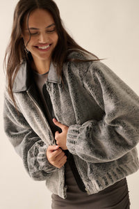 Just Fur You Zip-Up Collared Faux Fur Jacket - ShopPromesa