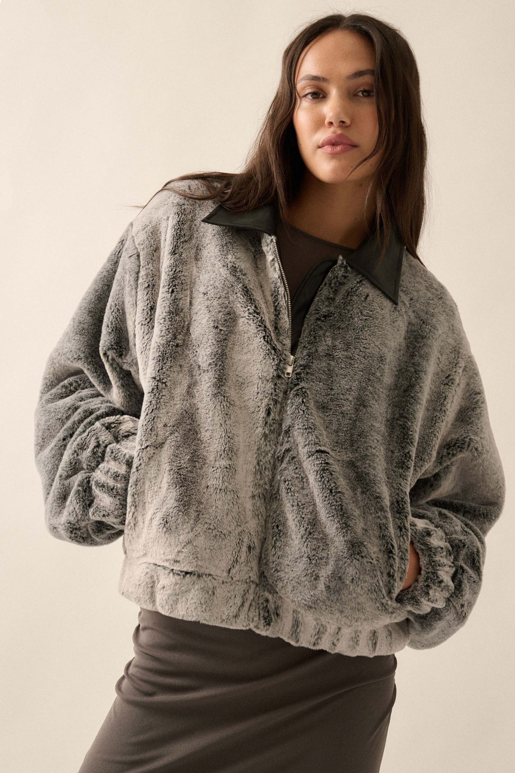 Just Fur You Zip-Up Collared Faux Fur Jacket - ShopPromesa