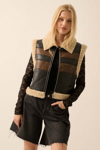 Hit the Highway Fur-Trim Vegan Leather Moto Vest - ShopPromesa