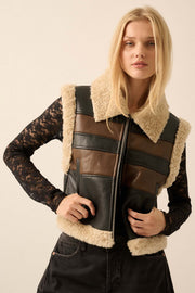 Hit the Highway Fur-Trim Vegan Leather Moto Vest - ShopPromesa