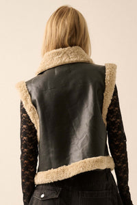 Hit the Highway Fur-Trim Vegan Leather Moto Vest - ShopPromesa