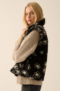 Winter Garden Floral-Print Sherpa Fleece Vest - ShopPromesa