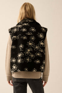 Winter Garden Floral-Print Sherpa Fleece Vest - ShopPromesa