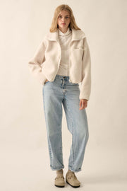 Out on a Lamb Sherpa Fleece Zip-Up Jacket - ShopPromesa