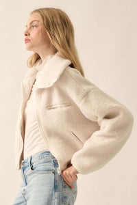 Out on a Lamb Sherpa Fleece Zip-Up Jacket - ShopPromesa