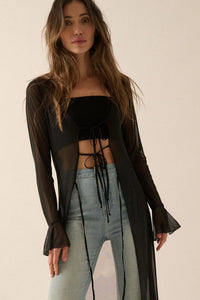 Wild Rose Mesh Back-Print Duster Kimono Cardigan - ShopPromesa