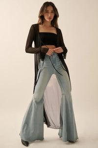 Wild Rose Mesh Back-Print Duster Kimono Cardigan - ShopPromesa