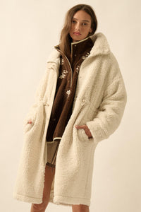 Cuddle Closer Sherpa Fleece Drawstring Coat - ShopPromesa