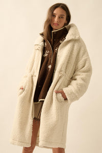 Cuddle Closer Sherpa Fleece Drawstring Coat - ShopPromesa