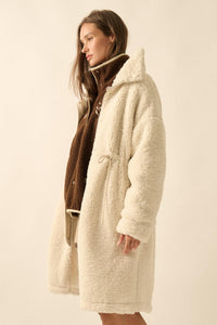 Cuddle Closer Sherpa Fleece Drawstring Coat - ShopPromesa
