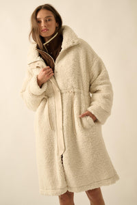 Cuddle Closer Sherpa Fleece Drawstring Coat - ShopPromesa