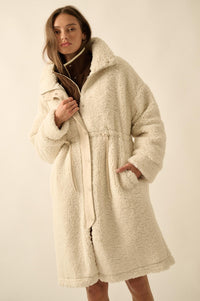 Cuddle Closer Sherpa Fleece Drawstring Coat - ShopPromesa