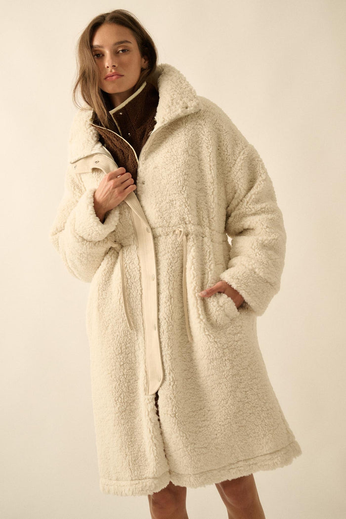 Cuddle Closer Sherpa Fleece Drawstring Coat - ShopPromesa