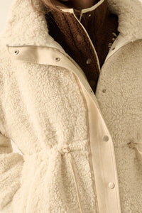 Cuddle Closer Sherpa Fleece Drawstring Coat - ShopPromesa