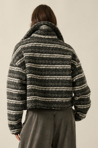 Outside the Lines Striped Fleece Zip-Up Jacket - ShopPromesa