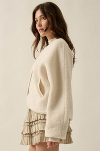 Soft Serenity Fleece Button-Up V-Neck Cardigan - ShopPromesa