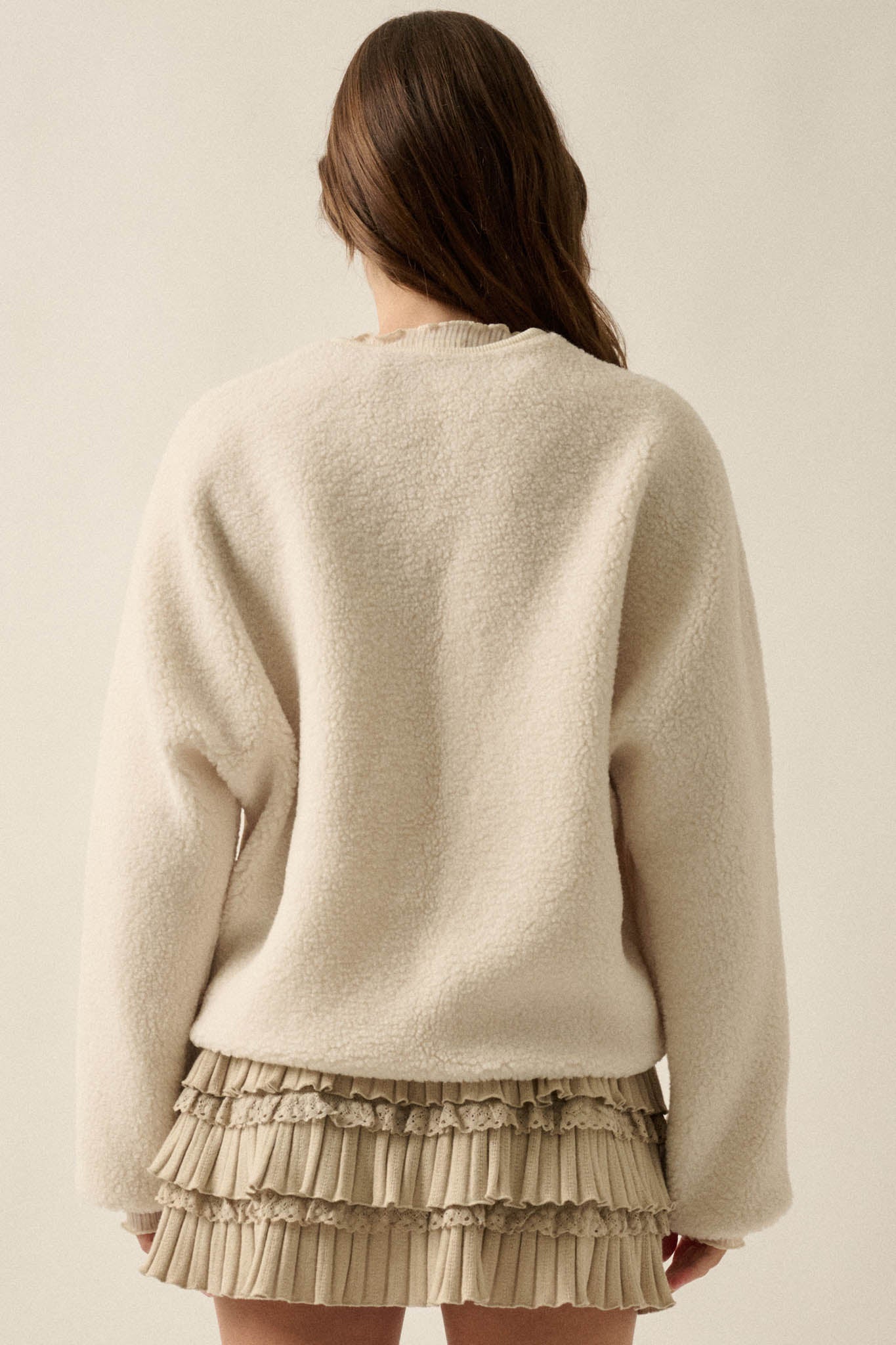Soft Serenity Fleece Button-Up V-Neck Cardigan - ShopPromesa