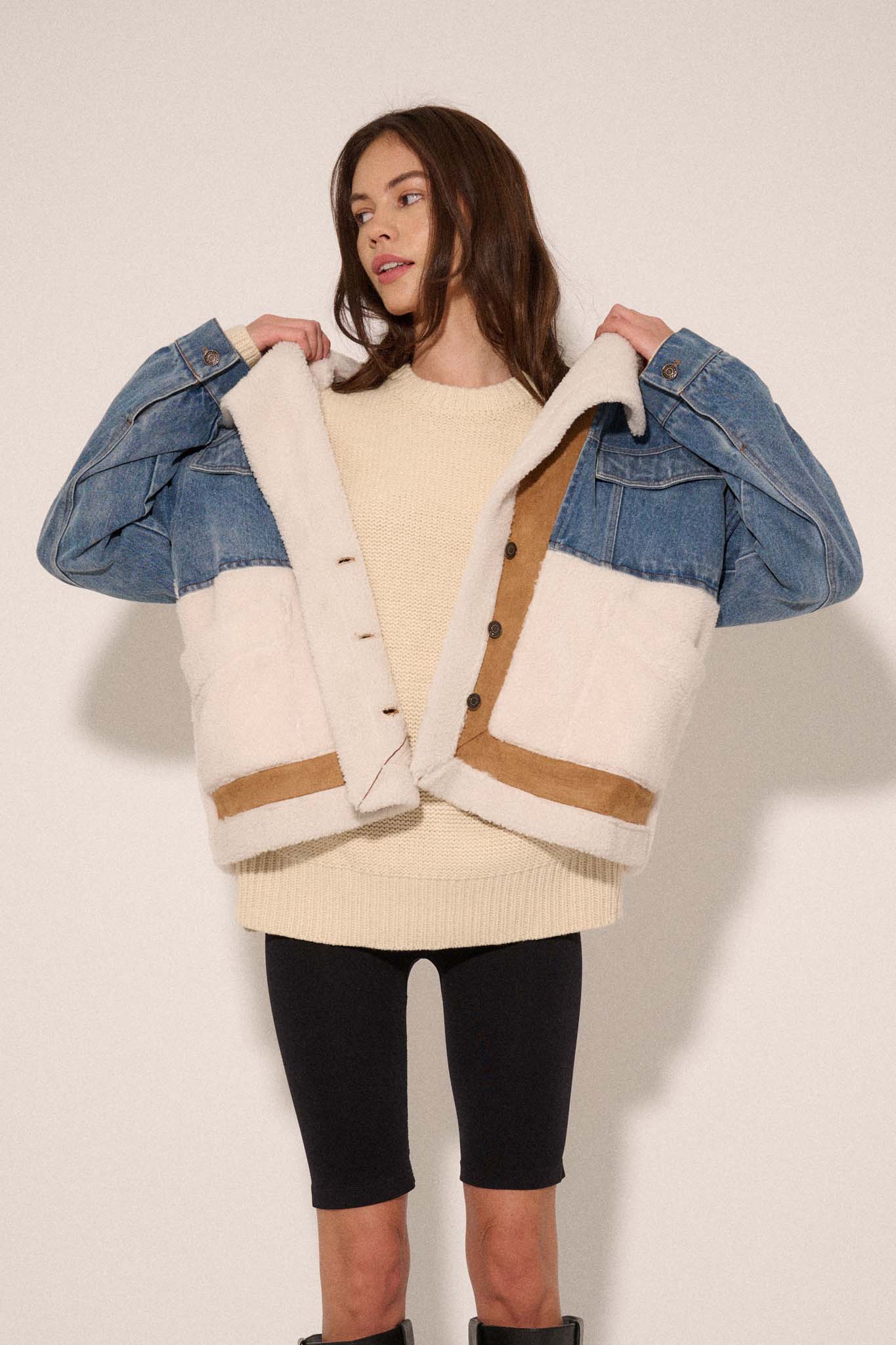 Honest Work Denim and Sherpa Fleece Jacket - ShopPromesa