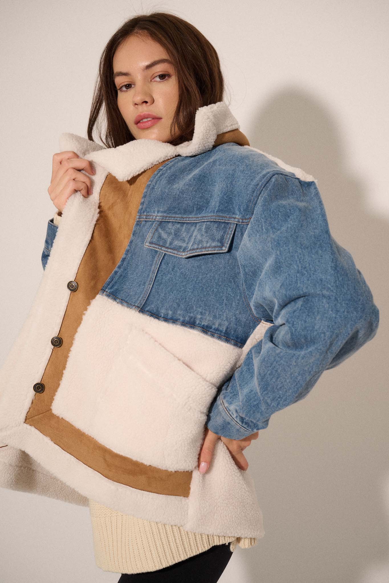 Honest Work Denim and Sherpa Fleece Jacket - ShopPromesa