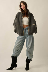 Warming Up Sherpa Fleece Zip-Front Jacket - ShopPromesa