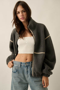 Warming Up Sherpa Fleece Zip-Front Jacket - ShopPromesa