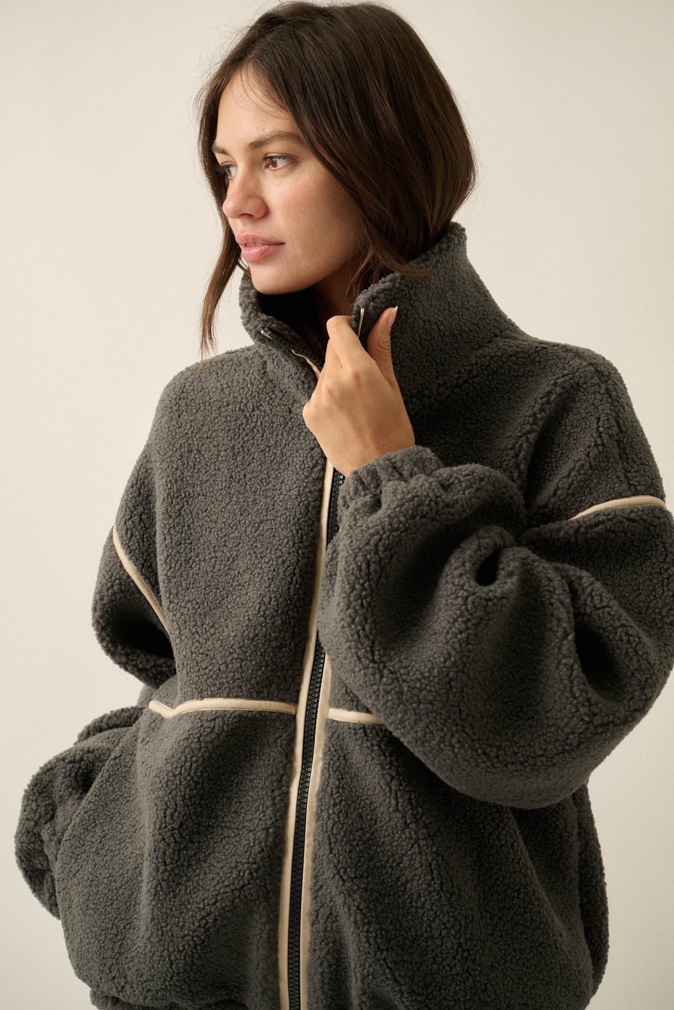 Warming Up Sherpa Fleece Zip-Front Jacket - ShopPromesa