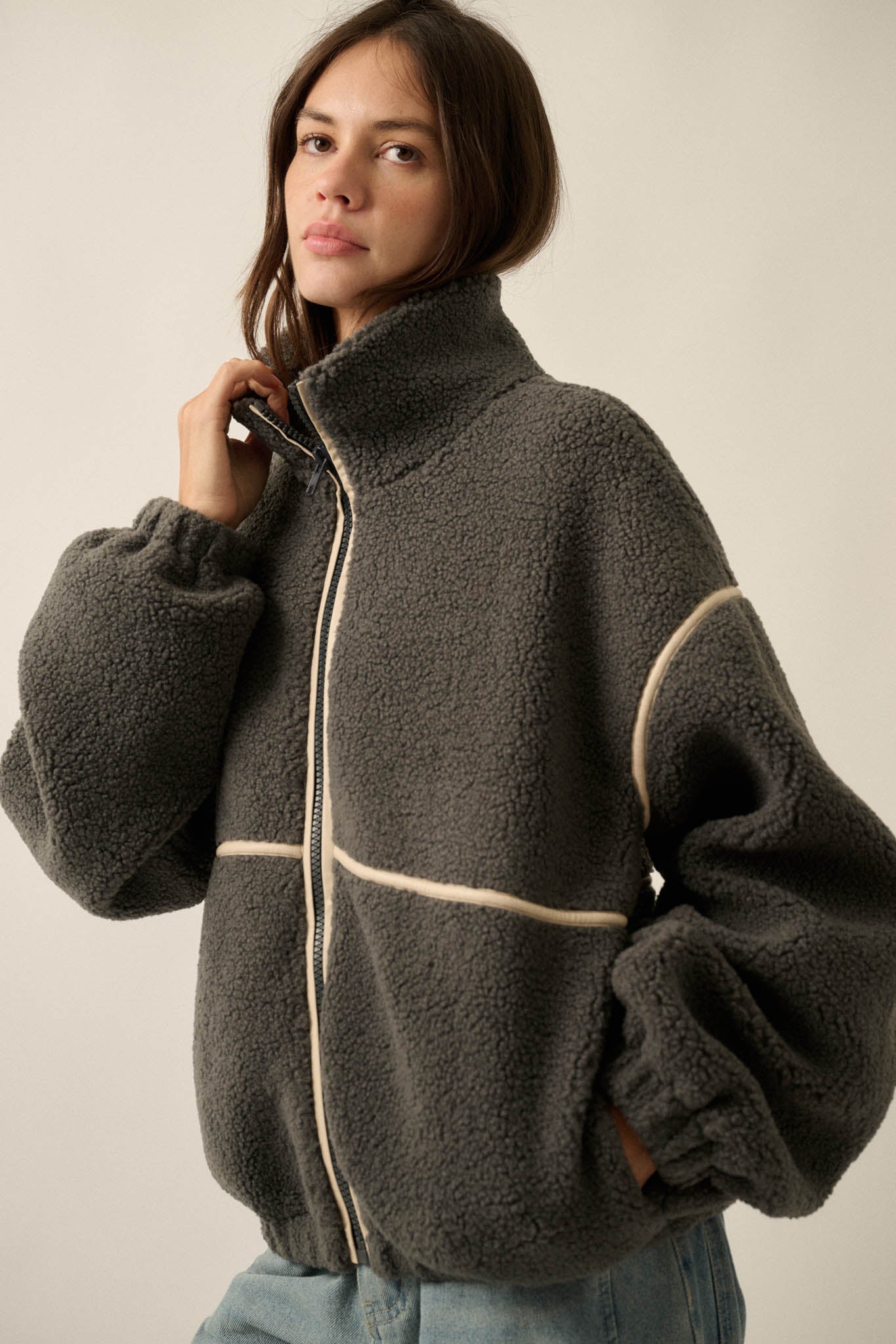 Warming Up Sherpa Fleece Zip-Front Jacket - ShopPromesa