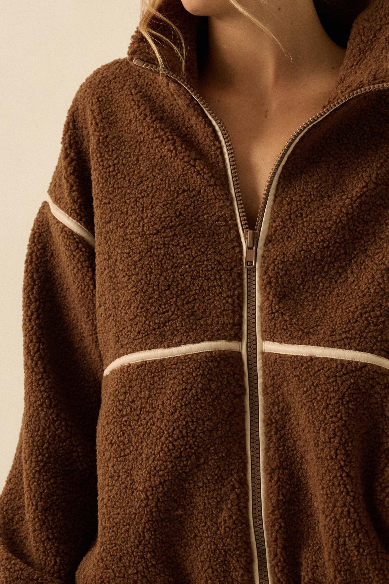 Warming Up Sherpa Fleece Zip-Front Jacket