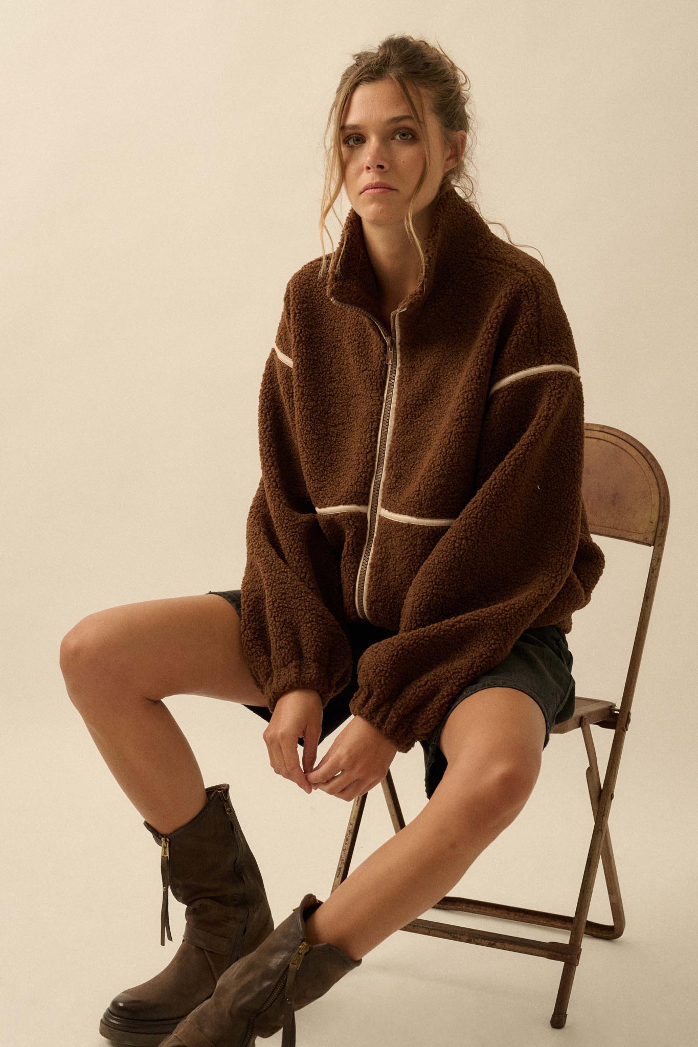 Warming Up Sherpa Fleece Zip-Front Jacket