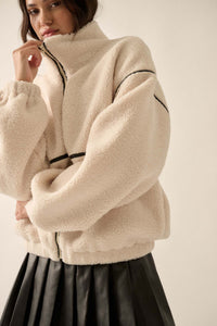 Warming Up Sherpa Fleece Zip-Front Jacket - ShopPromesa