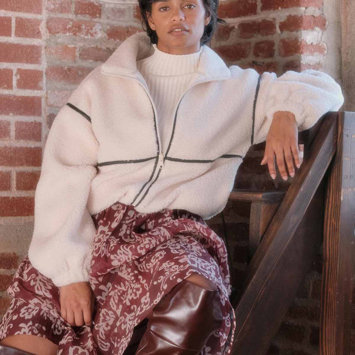 Warming Up Sherpa Fleece Zip-Front Jacket