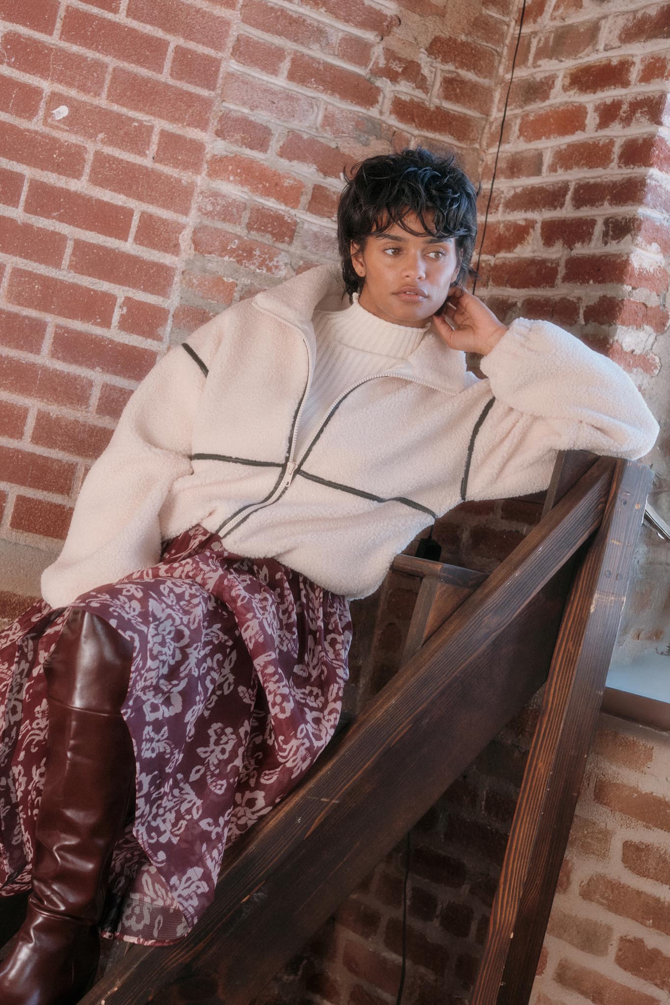 Warming Up Sherpa Fleece Zip-Front Jacket