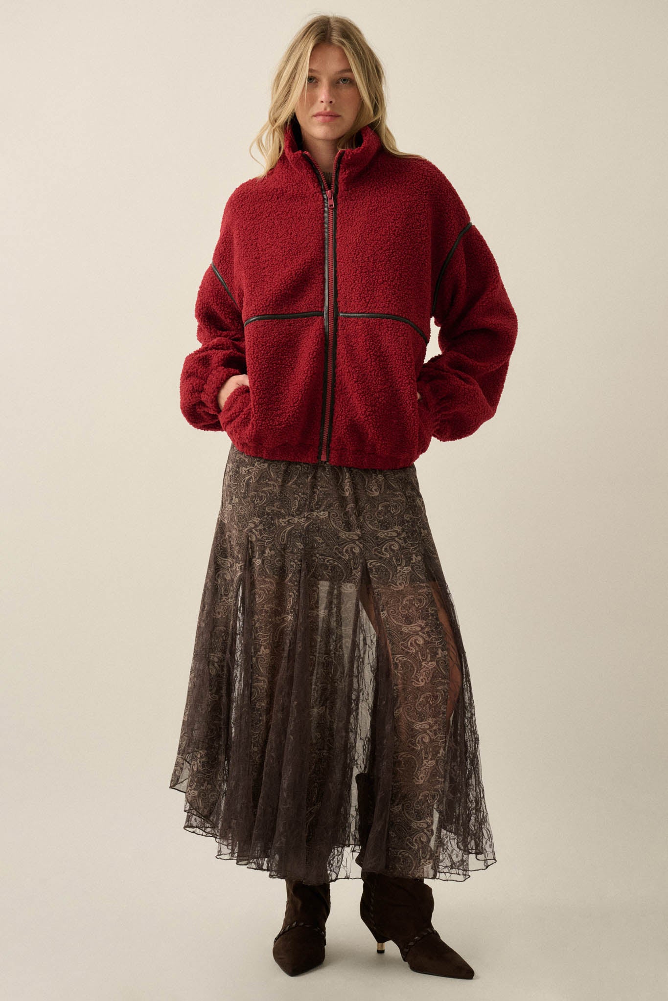 Warming Up Sherpa Fleece Zip-Front Jacket - ShopPromesa