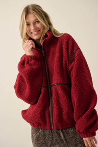 Warming Up Sherpa Fleece Zip-Front Jacket - ShopPromesa