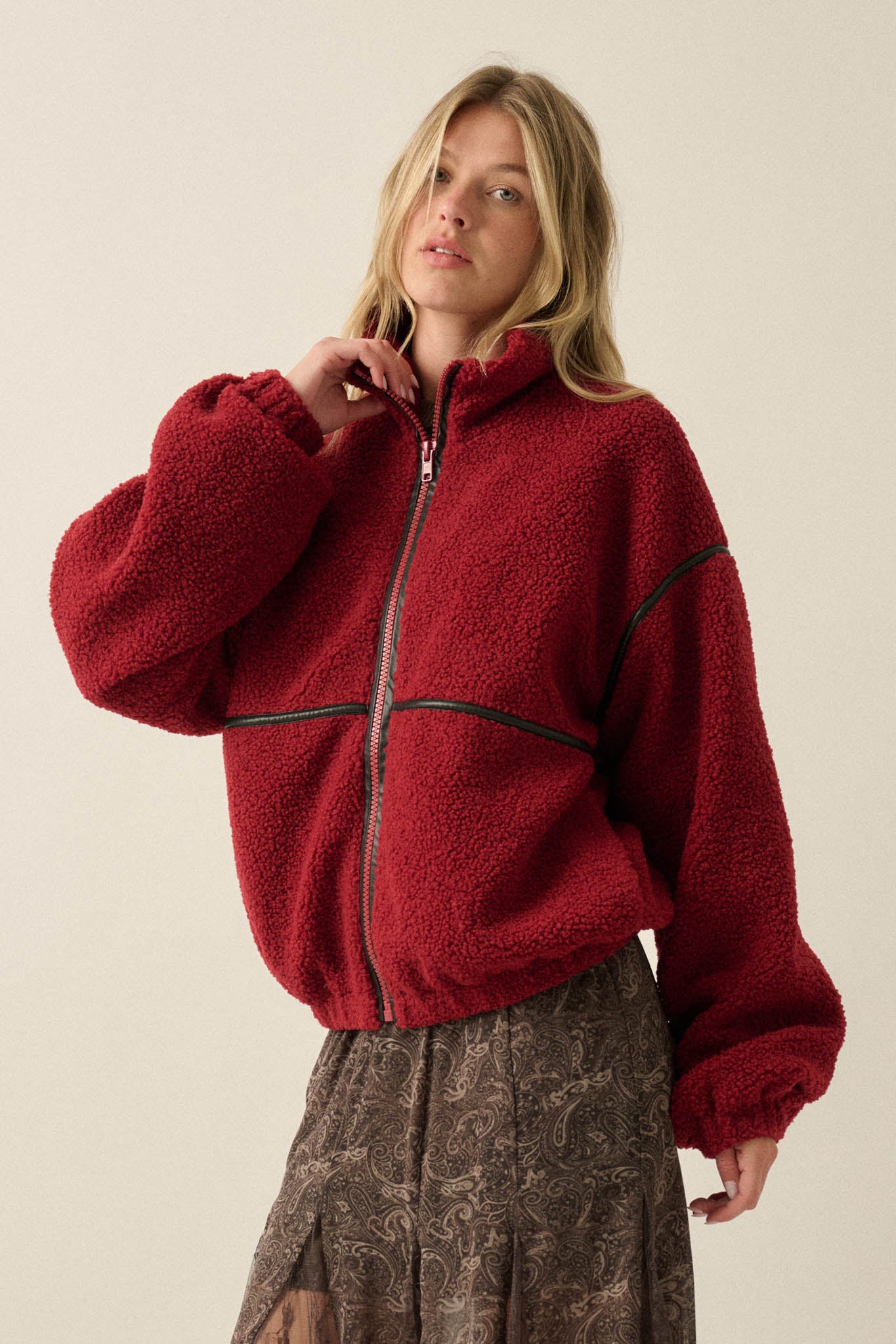Warming Up Sherpa Fleece Zip-Front Jacket - ShopPromesa