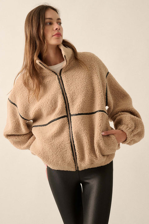 Warming Up Sherpa Fleece Zip-Front Jacket - ShopPromesa