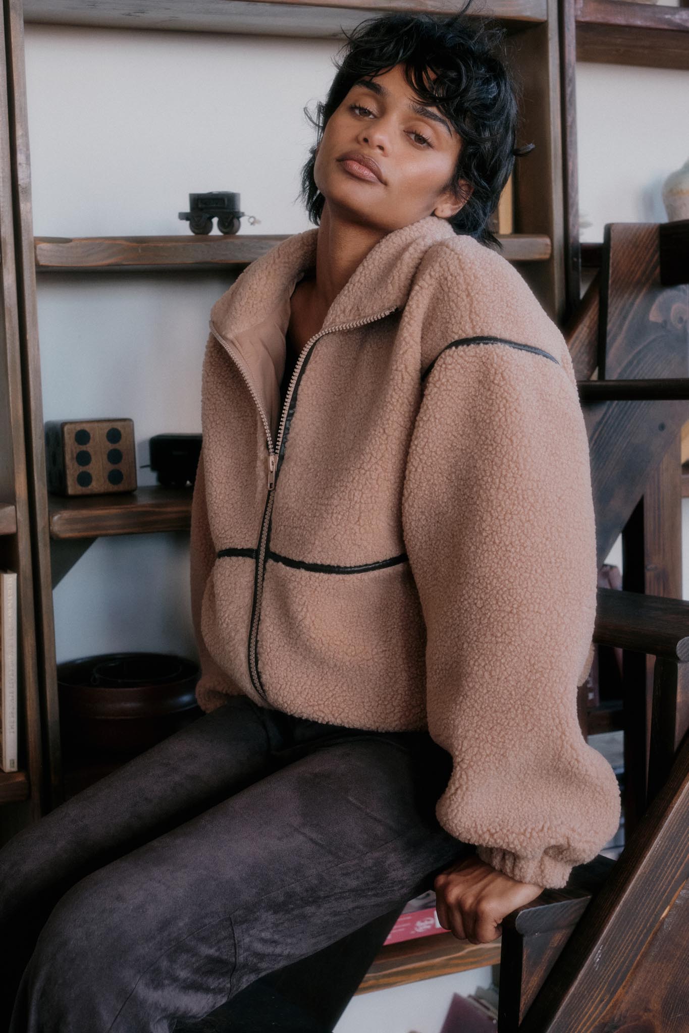 Warming Up Sherpa Fleece Zip-Front Jacket