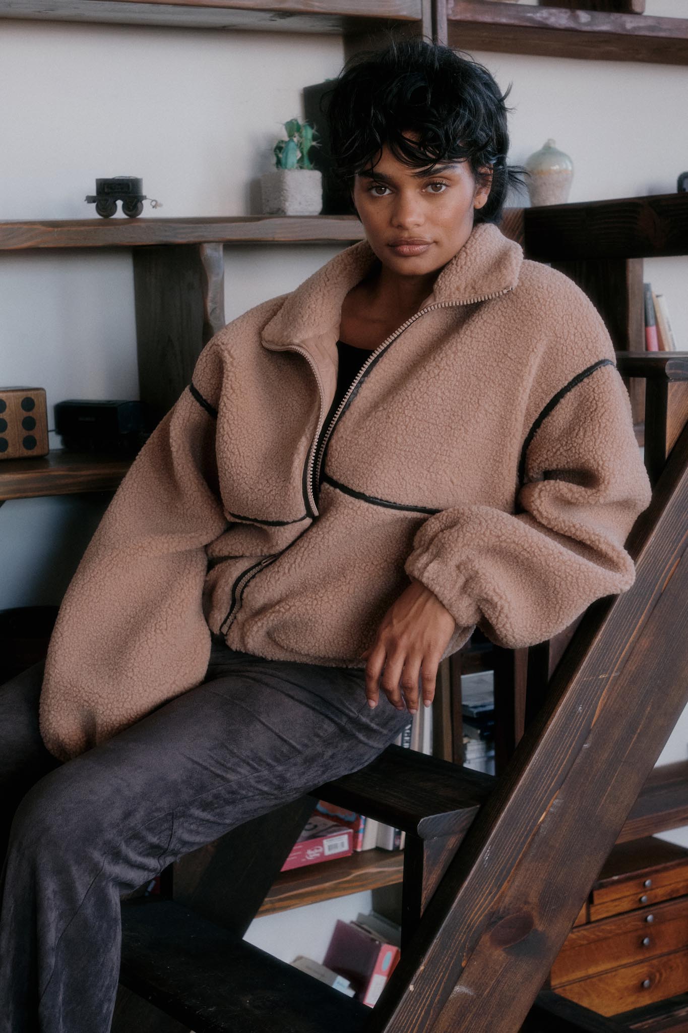 Warming Up Sherpa Fleece Zip-Front Jacket