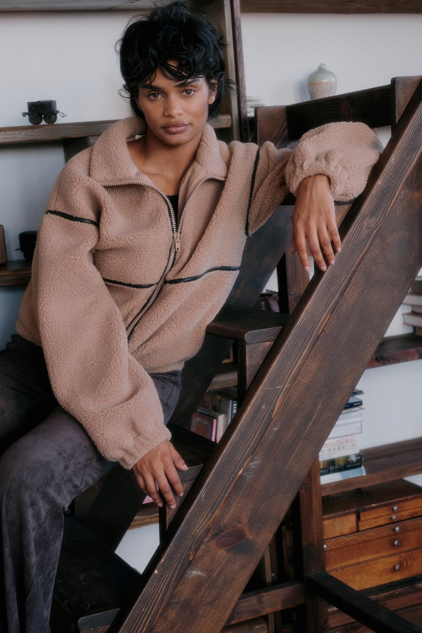 Warming Up Sherpa Fleece Zip-Front Jacket