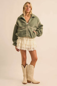Warming Up Sherpa Fleece Zip-Front Jacket - ShopPromesa