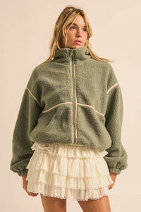 Warming Up Sherpa Fleece Zip-Front Jacket - ShopPromesa