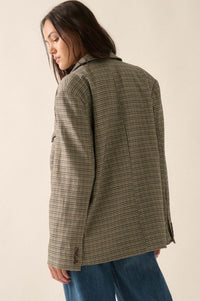 Pretty Smart Houndstooth Plaid Tweed Blazer - ShopPromesa