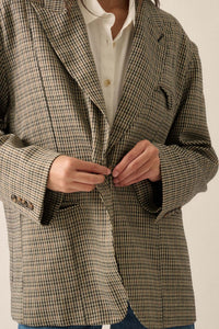 Pretty Smart Houndstooth Plaid Tweed Blazer - ShopPromesa